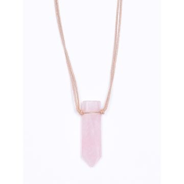 Colar Aromático Lapidado em Ponta - Quartzo Rosa