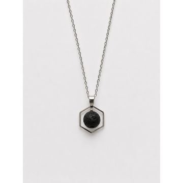 Colar Difusor Pedra Vulcânica - Hexágono